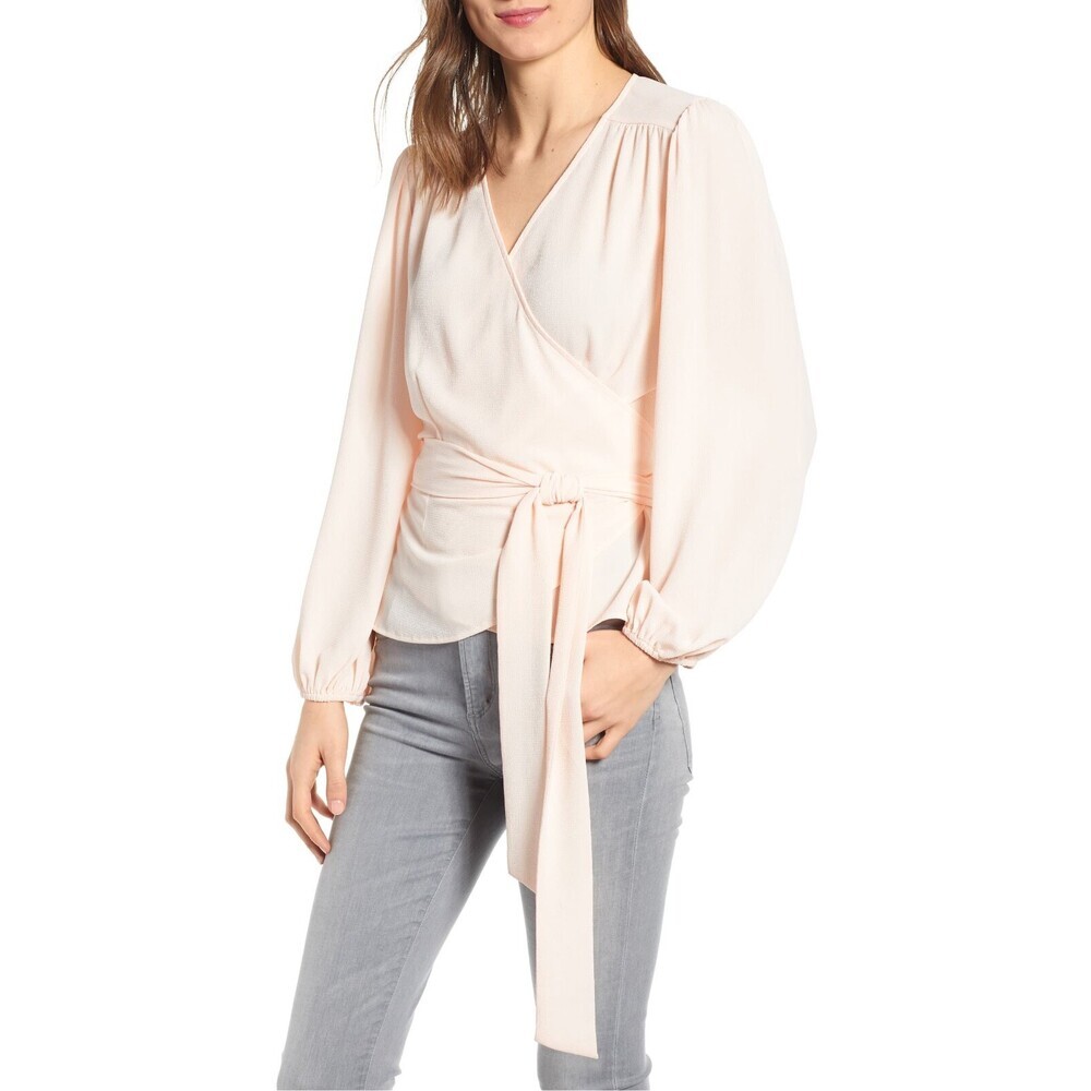 CHELSEA28 women's Wrap Top long sleeve Blouse $139 size XXL in pink